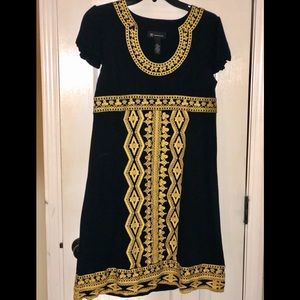INC Large Black:Gold embroider Dress